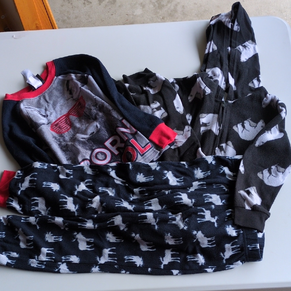 Black and Gray Pajama Set with Red Accents